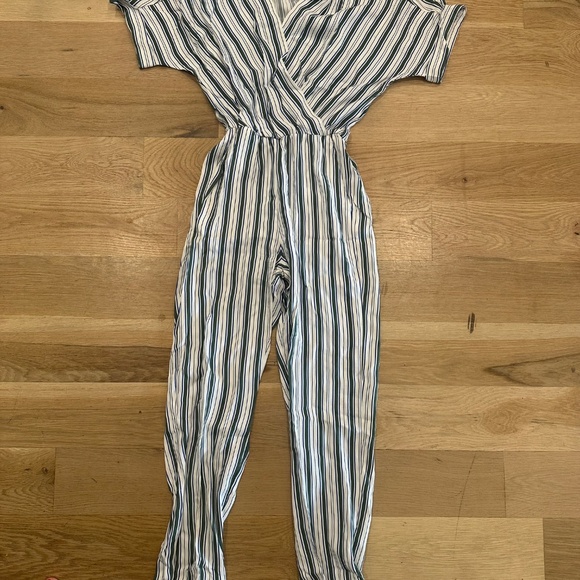 Maje Green and white striped jumpsuit size 2 - Picture 2 of 5